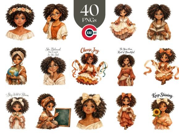 Boho Afro Black Girl with Curly Hair