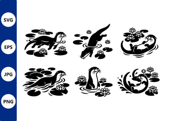 Capturing Nature's Grace: The Otter Lily Pond Silhouette for Modern Design