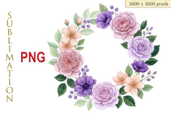 Elevating Design with High-Resolution Watercolor Floral Wreath PNG Assets