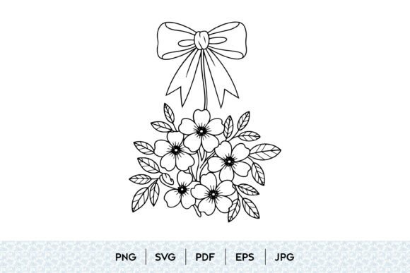 Floral Bow Arrangement Line Art SVG: Elevating Design with Elegant Simplicity