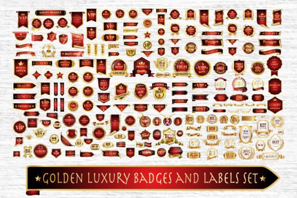 Golden Luxury Badges Labels SVG Set