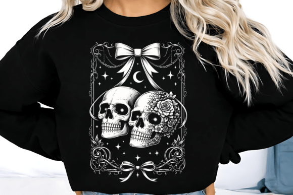 Gothic Skull Couple PNG Vintage Clipart