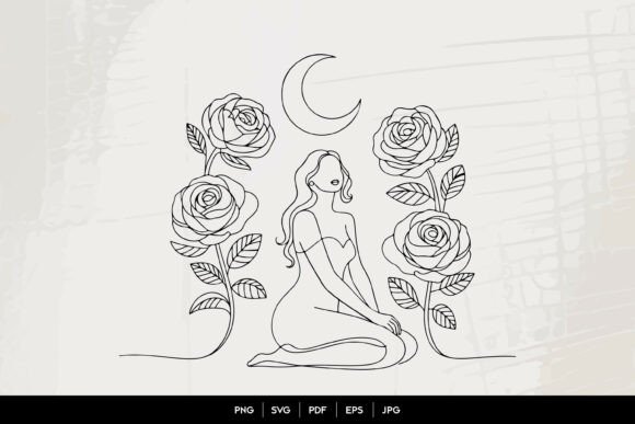 Moon Rose Woman Line Art: A Guide