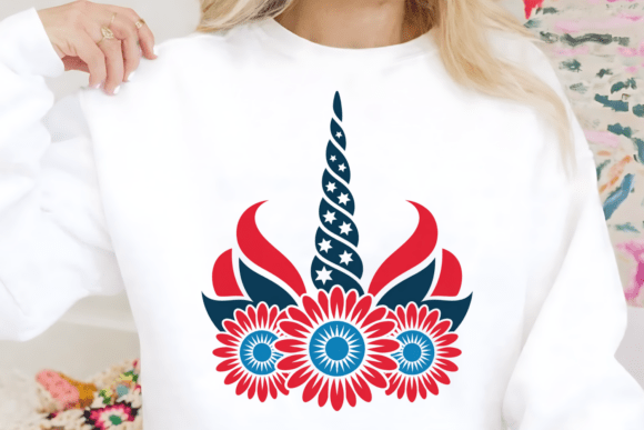 Patriotic Unicorn Flower PNG Clipart Design