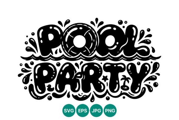 Pool Party Lettering with Water Splash