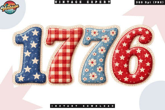 Red White Blue 1776 Patchwork PNG