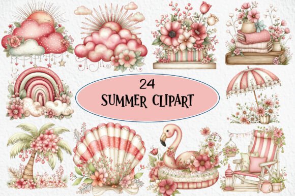 Summer Clipart Bundle: Pastel Shabby Chic Assets