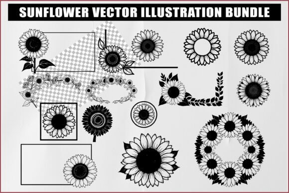 Sunflower SVG Bundle Clipart Set