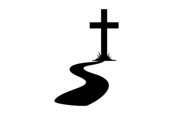 Transforming Creative Visions with the Black Cross Planted in Cracked Soil Symb and Elegant Silhouette Clip Art