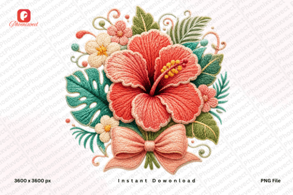 Tropical Coquette Bow Hibiscus PNG