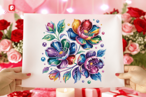 Whimsical Rainbow Fantasy Flower PNG